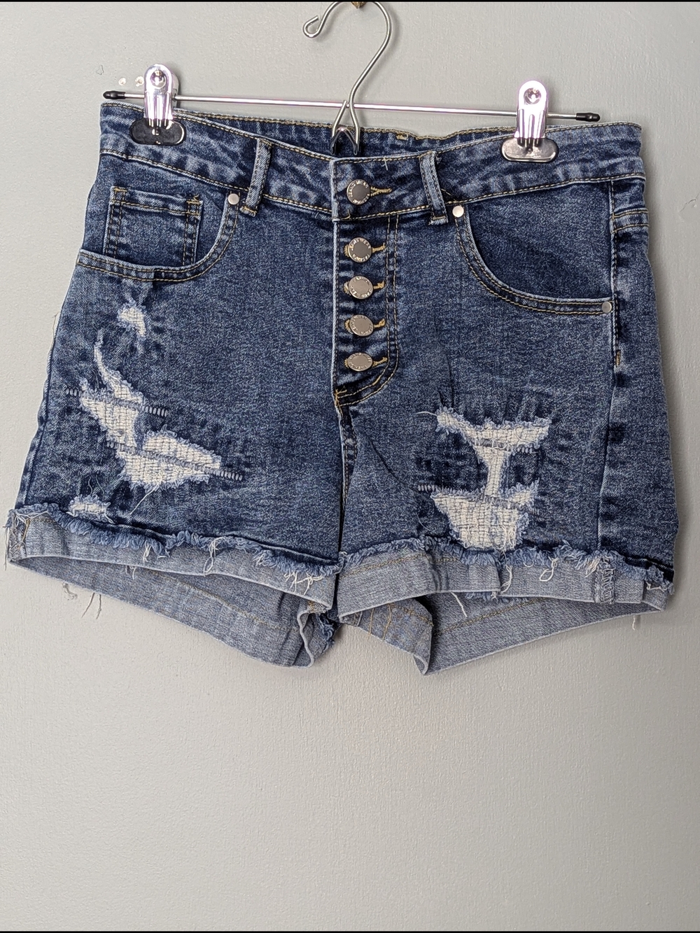 Nova Blue Women's Distressed High-Waist Denim Shorts Y2K Retro Western